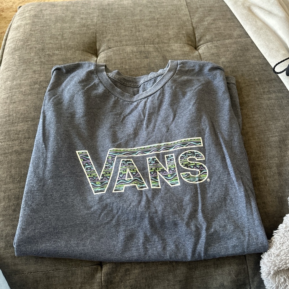 Vans Heather Gray Tee with Patterned Logo